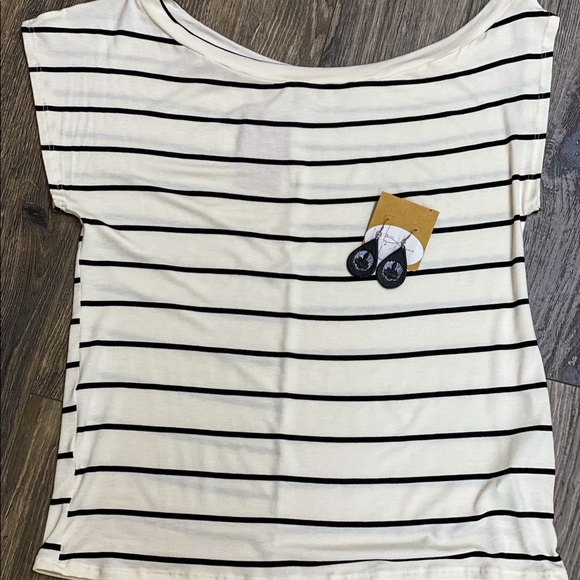 Pin Striped Over the Shoulder Blouse - Picture 3 of 3